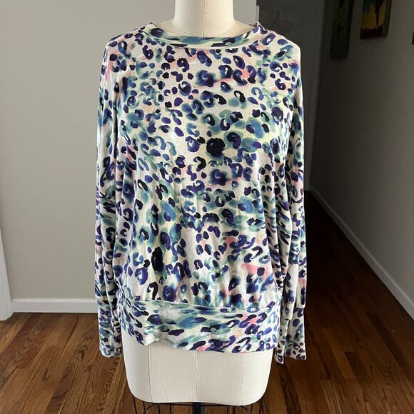 BB Dakota Steve Madden Colorful Leopard Animal Print long sleeve top Size Small - Picture 1 of 9